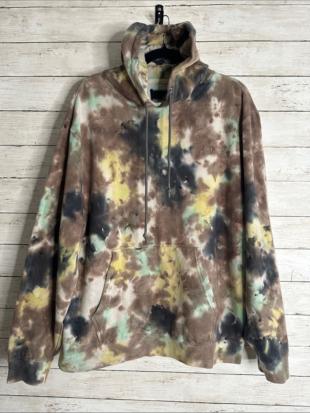 Vintage Y2K ...Lost Enterprises Distressed Earth tone Tie-Dye  Hoodie size Large